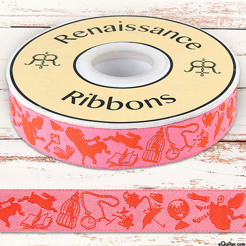 Tula Pink Curiouser - Down the Rabbit Hole - 7/8" Ribbon - Pink