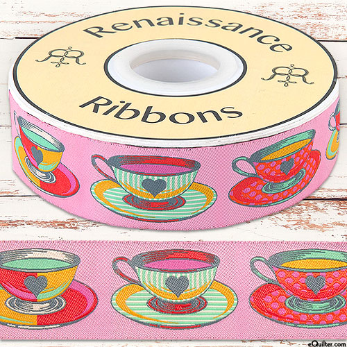 Tula Pink Curiouser - Tea Time Wide - 1 1/2" Ribbon - Pink