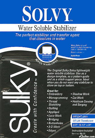 Sulky Solvy - Water Soluble Stabilizer - 19 3/4" x 36" Package