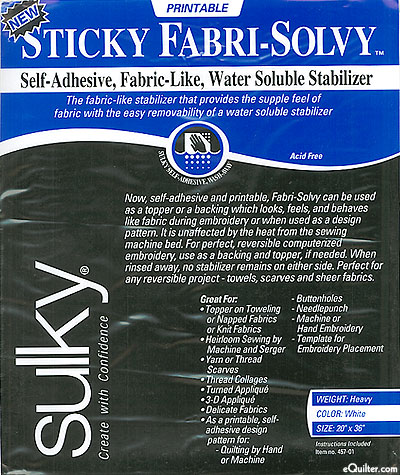Sulky Sticky Fabri-Solvy - Water Soluble Stabilizer Package