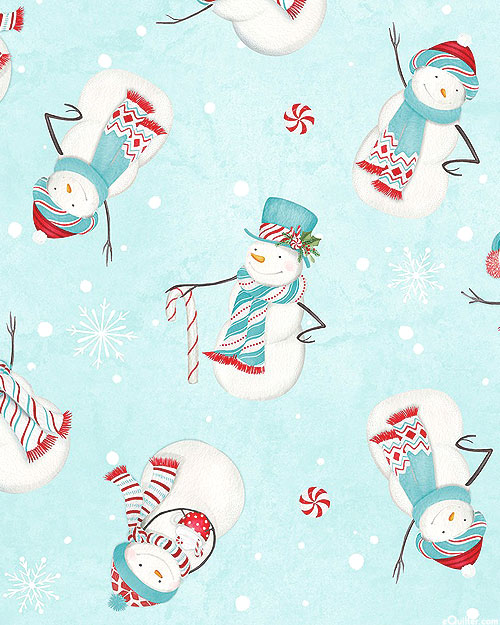 Frosty Merry-mints - Snowmen Frolic - Dawn Blue