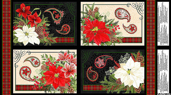Tartan Holiday - Festive Bouquets - 24" x 44" PLACEMAT PANEL