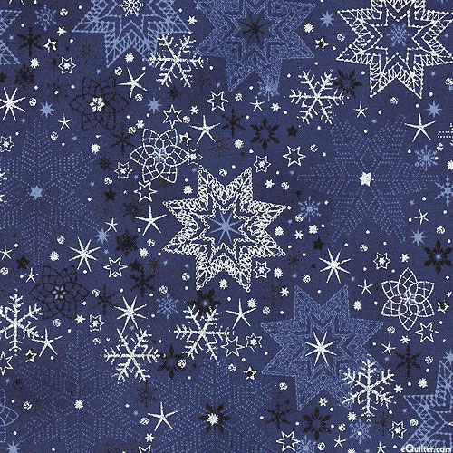 Star Sprinkle - Stitched Snowflakes - Navy Blue/Silver