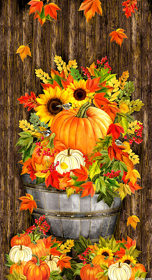 Fall Is In The Air - Festivity - Brown/Gold - 24" x 44" PANEL