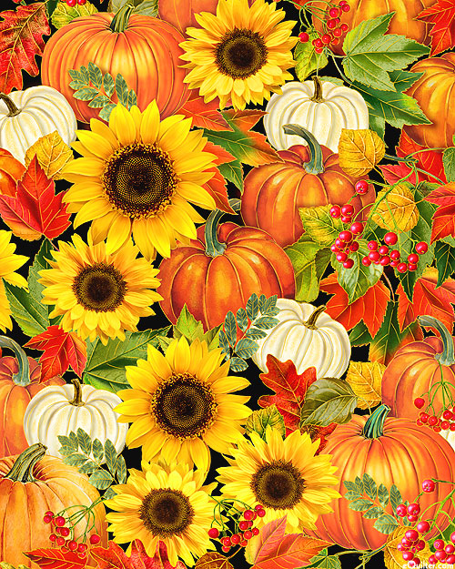 Fall Is In The Air - Harvest Floral - Black/Gold
