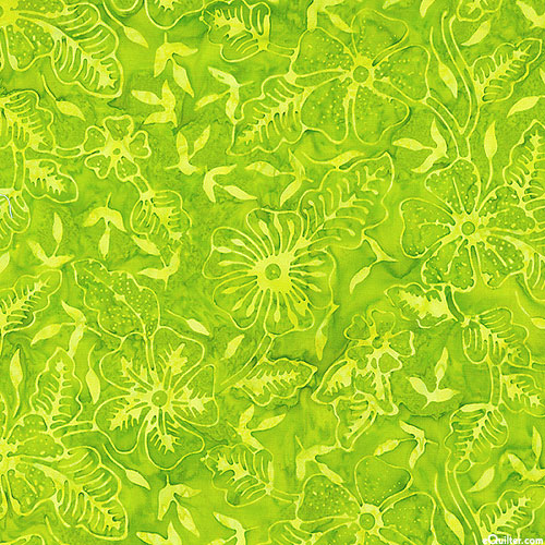 Tonga Brightside - Tropical Flowers Batik - Lime Green