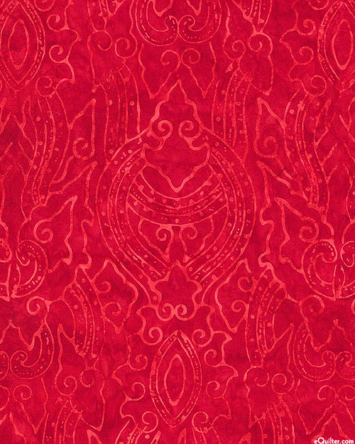 Tonga Brightside - Damask Patterns Batik - Cardinal Red