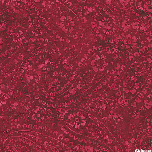 Tonga Liberty - Floral Paisleys Batik - Merlot Red
