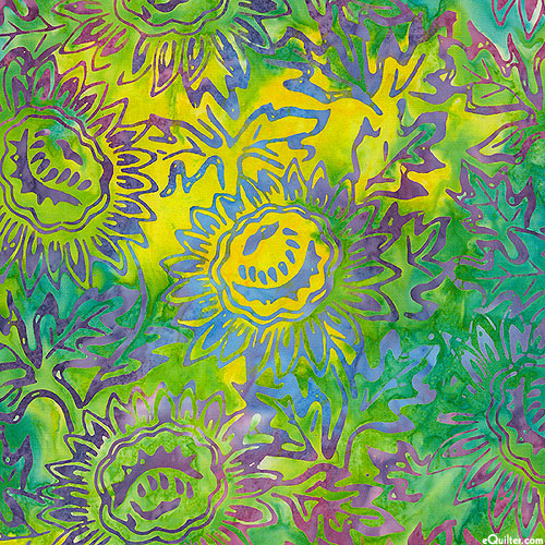 Tonga Dreamer - Floral Sunrise Batik - Parrot Green