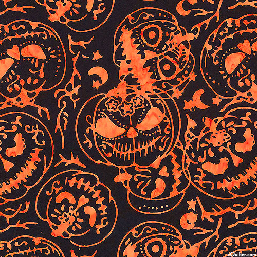 Tonga Spell Bound - Jack O' Lantern Batik - Pumpkin Orange