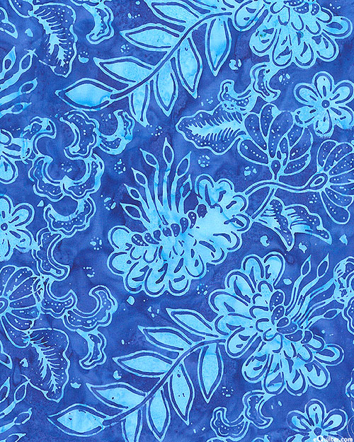 Tonga Arabella - Muted Fronds Batik - Sapphire