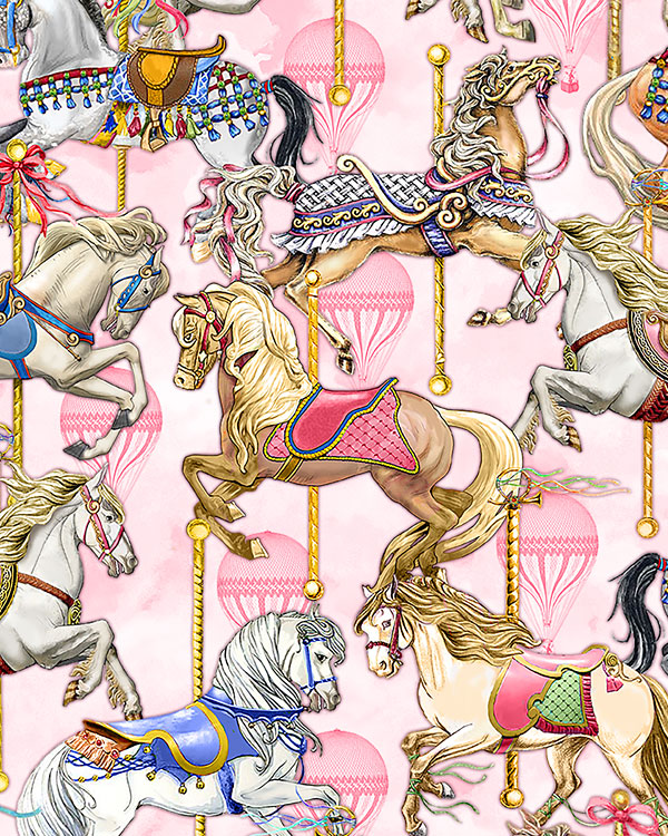Admit One - Carousel Horses - Powder Pink - DIGITAL