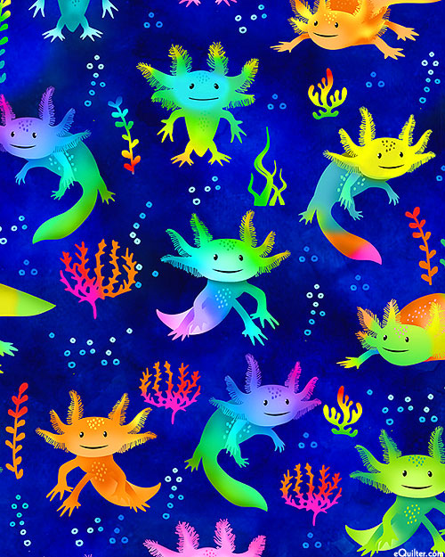 Rel-Axolotl - Cute Axolotl Salamanders - Lapis Blue - DIGITAL