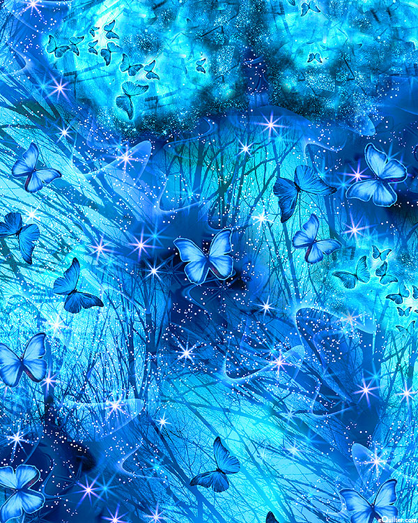 Cosmic Butterfly - Wings in a Celestial Meadow - Azure - DIGITAL