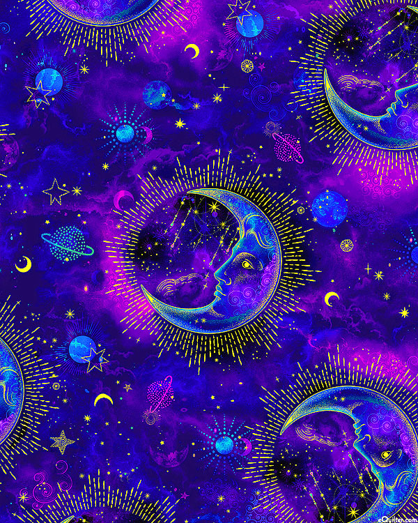 Cosmos - Tapestry Galaxy Moon - Violet/Gold