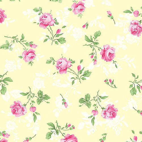 Cottage Charm - Tossed Antique Rose - Butter Yellow - DIGITAL