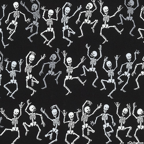 Day Of The Dead - Dancing Skeletons Stripe - Black