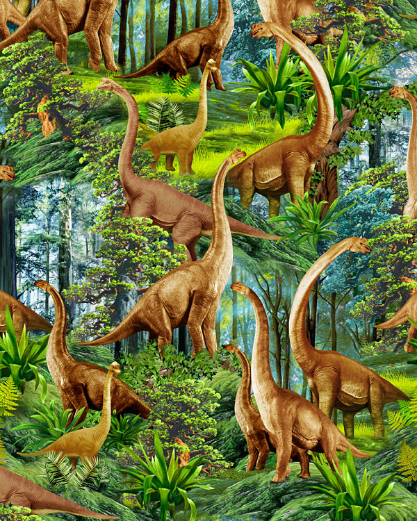 Dino Roars - Brontosaurus Forest - Leaf Green - DIGITAL