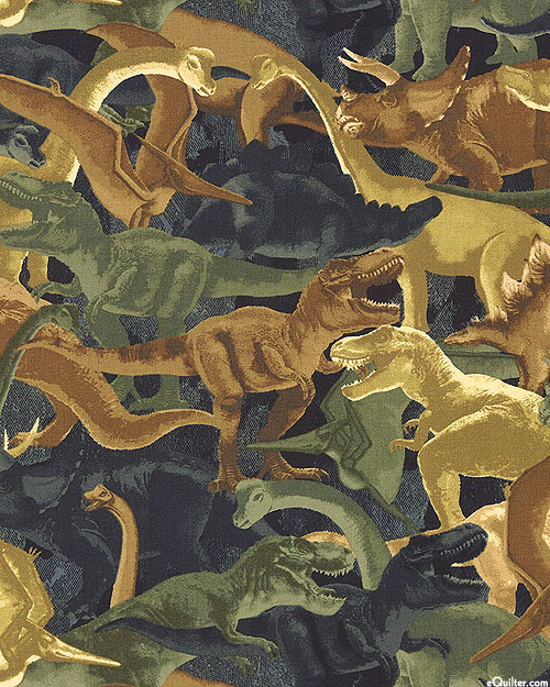 Packed Camo Dinosaurs - Jungle Green