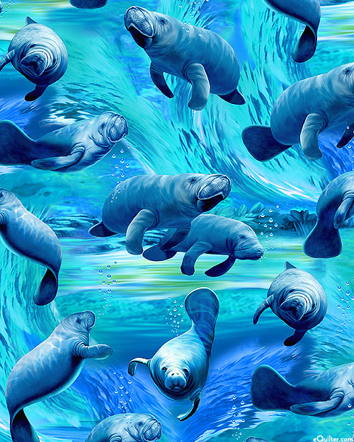 Deep Blue Sea - Playful Manatee - Azure