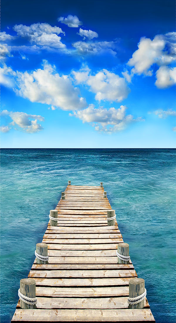 Take Me Away - Scenic Sea Boardwalk - Aqua - 23" x 44" PANEL