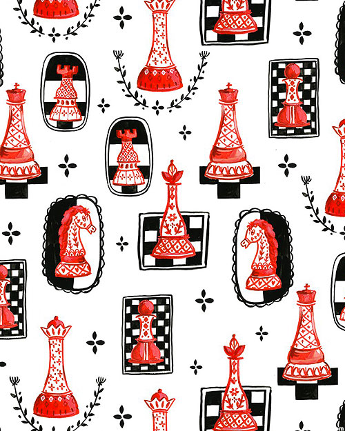 Game Night - Chess Pieces - White - DIGITAL PRINT