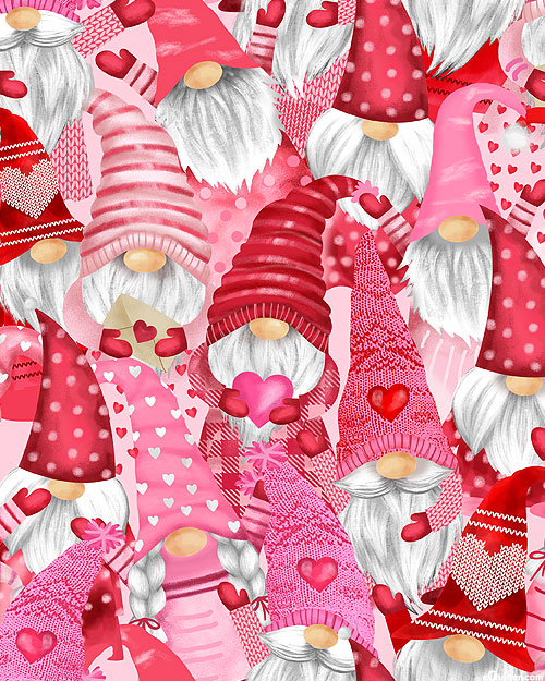 Gnomentine - Gnomes and Hearts Valentine - Candy Pink