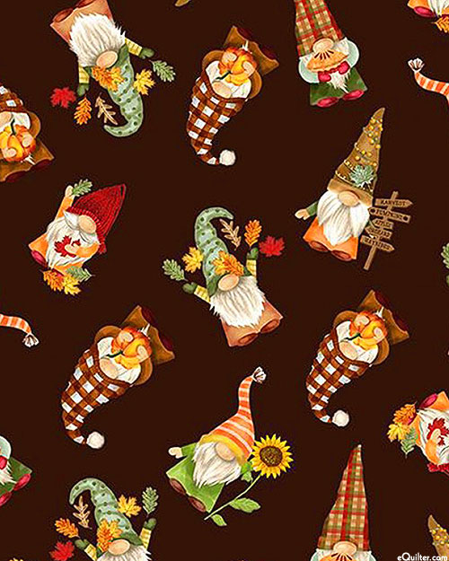Hello Fall - Cute Harvest Gnomes - Espresso Brown - DIGITAL