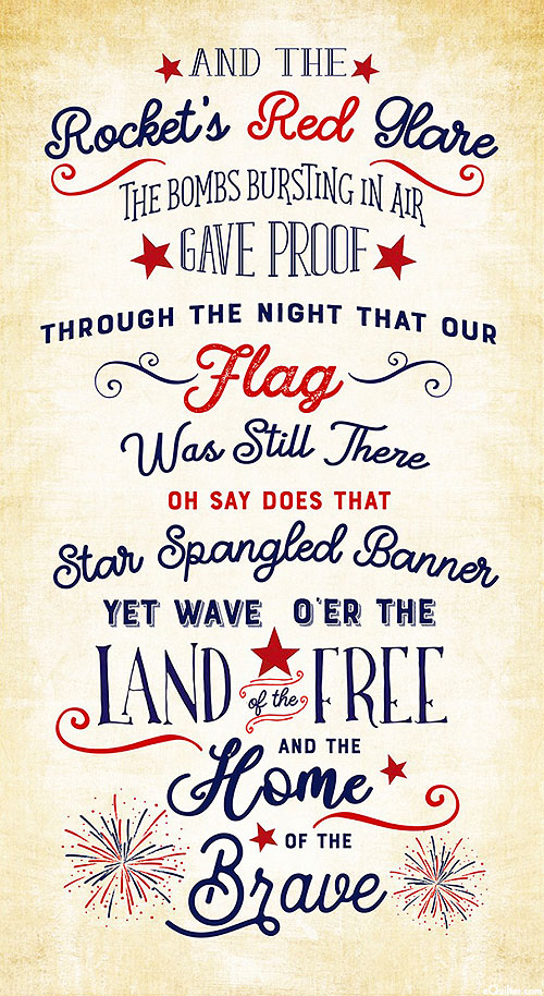Star Spangled - National Anthem - Parchment - 24" x 44" PANEL