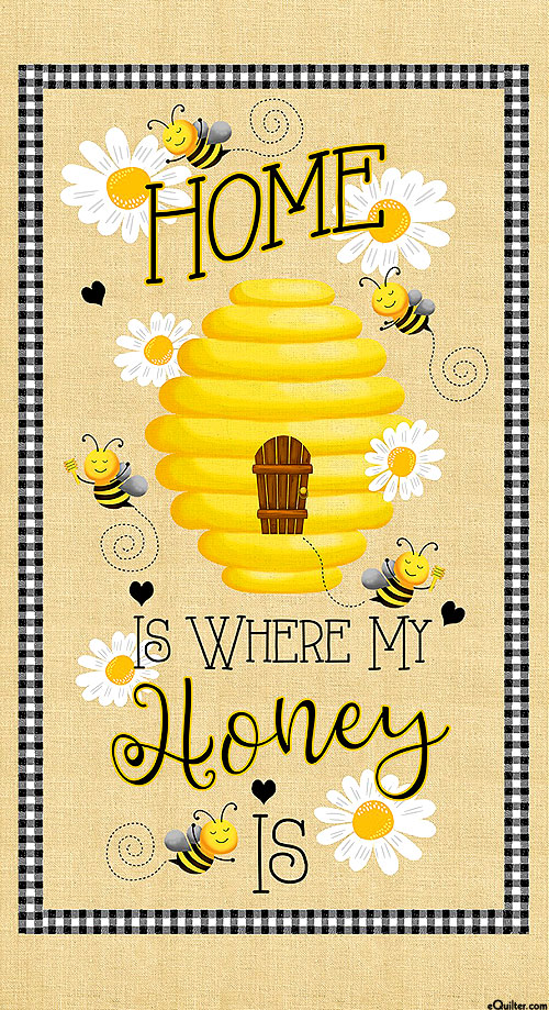 Where My Honey Is - Bee Hive - Biscuit Beige - 24" x 44" PANEL