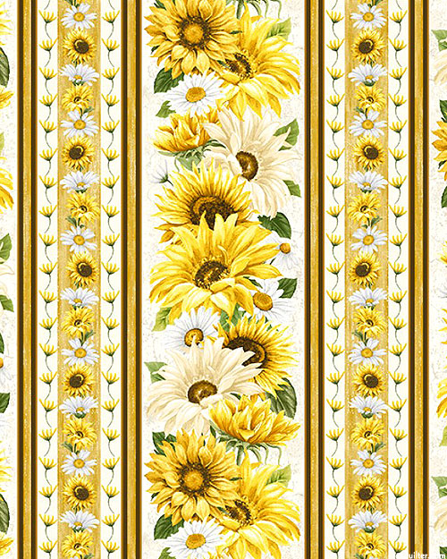 Honey Bee Farm - Floral Stripe - Sunflower Yellow