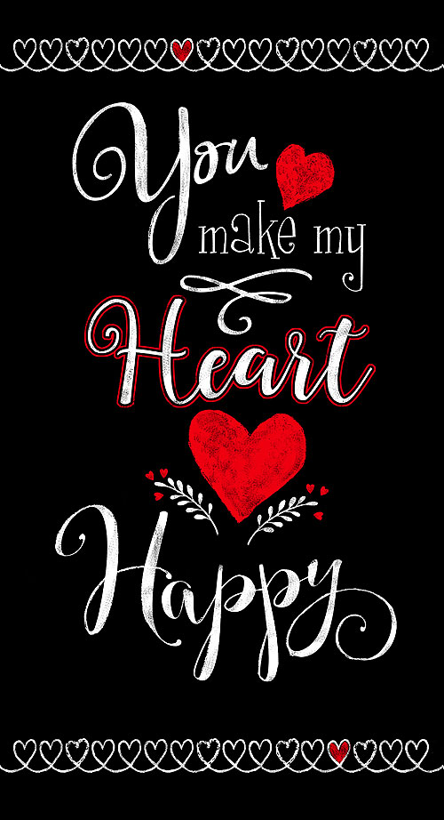 You Make My Heart Happy - Chalkboard Valentine - 24" x 44" PANEL