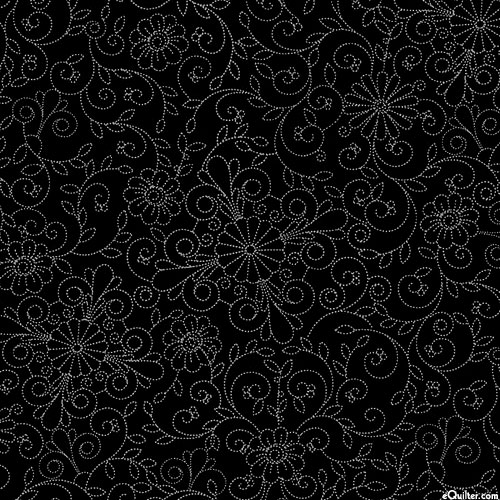 Blackout - Stitched Floral - Black