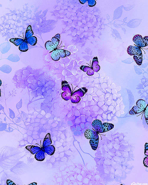 Hydrangea Bliss - Flying Butterflies - Lilac