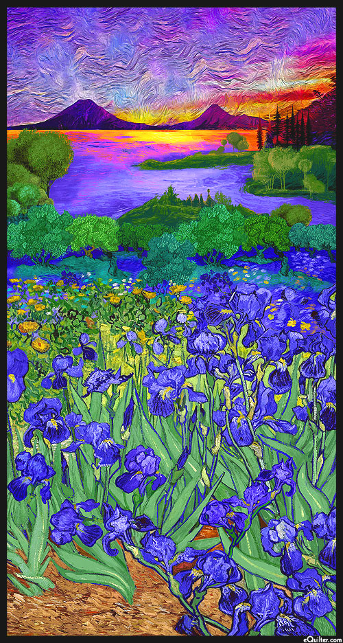 Wild Iris - Van Gogh's Fantasy Sunrise - 24" x 44" PANEL