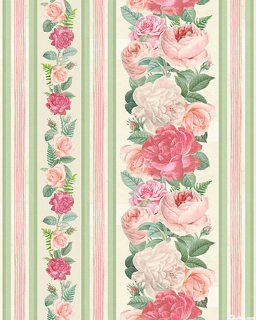 Jardin - Vintage Rose Stripe - Cream - DIGITAL