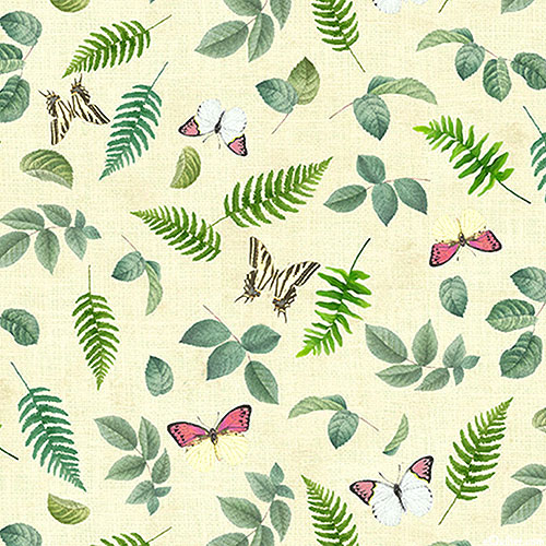 Jardin - Leaves & Butterflies - Buttercreme - DIGITAL