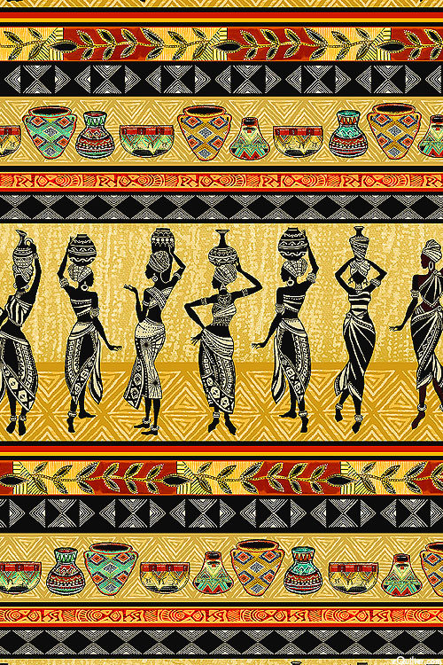 African Women - Basket Travel Stripe - Sand Gold