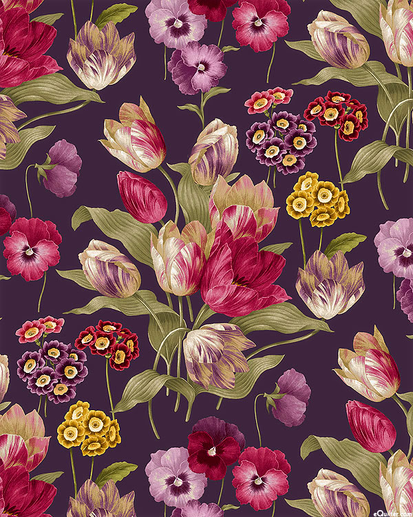 Laurel - Tulips & Pansy Bouquet - Aubergine Purple - DIGITAL