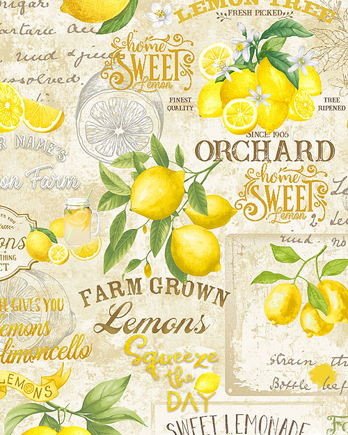 Lemon Bouquet - Lemon Farm Collage - Butter Yellow - DIGITAL