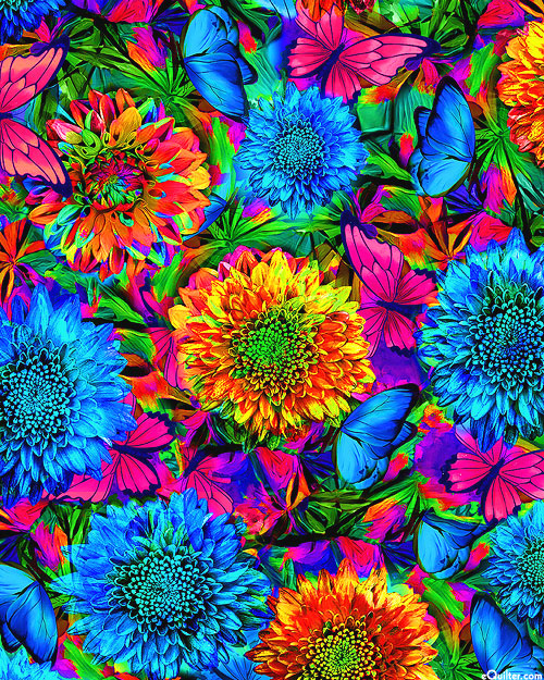 Nature's Glow - Bright Flowers & Butterflies - Multi - DIGITAL