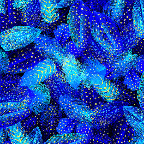 Royal Plume - Dotted Feathers - Cobalt/Gold Metallic