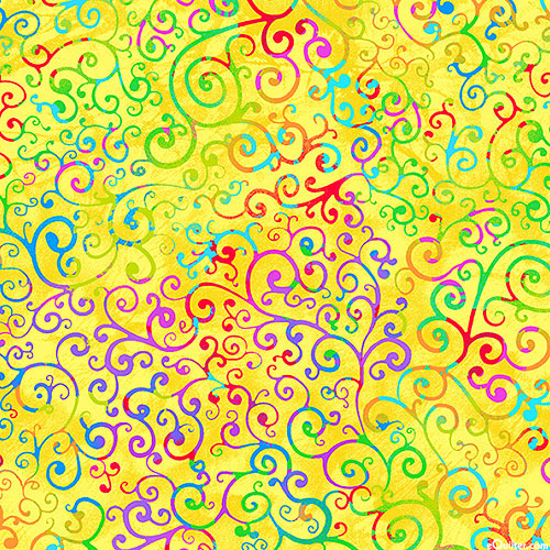 Prism - Swirly Vines - Banana Yellow - DIGITAL