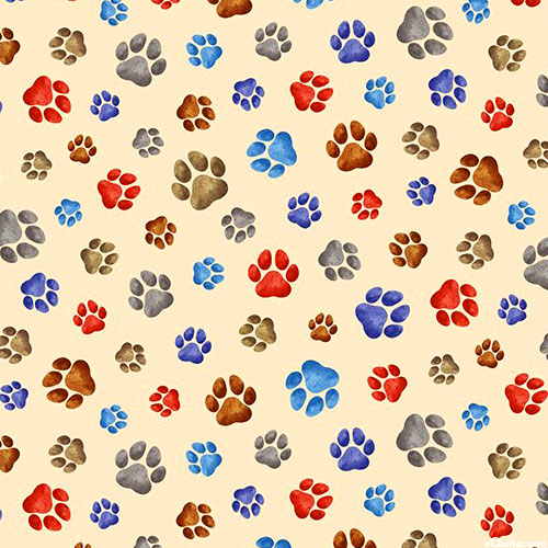 Tossed Dogs Paw Prints - Butter Yellow - DIGITAL
