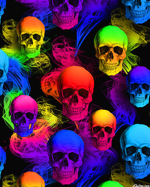Rainbow Skulls & Kaleidoscope Smoke - Multi/Black