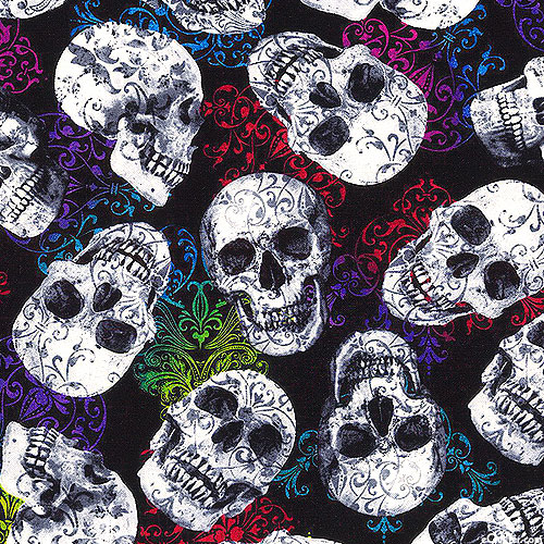 Halloween Prints - Decorative Skulls Toss - Black