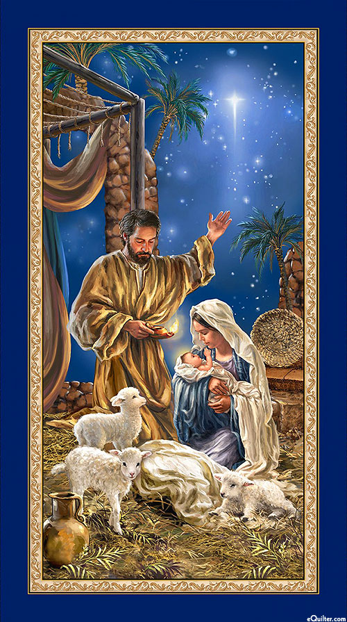 Holy Night - Blessed Nativity - Sapphire Blue - 24" x 44" PANEL