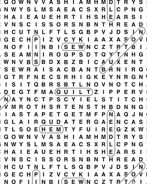 Sew Strong - Sewing Word Search - Soft White - DIGITAL