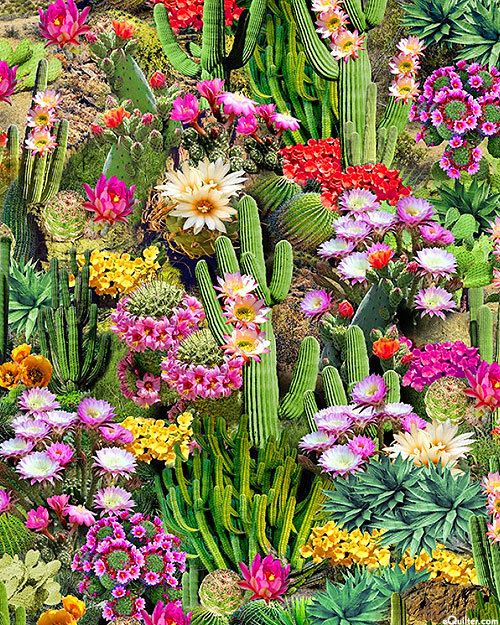 Desert Dreams - Cactus Flowers Bloom - Cactus Green - DIGITAL