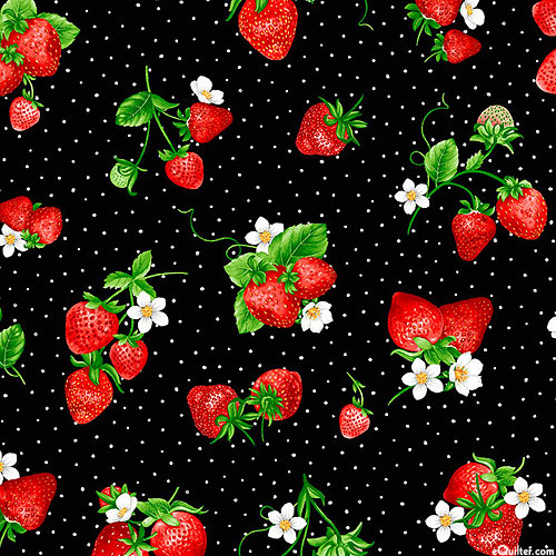 Strawberry Fields - Berries & Dots - Black